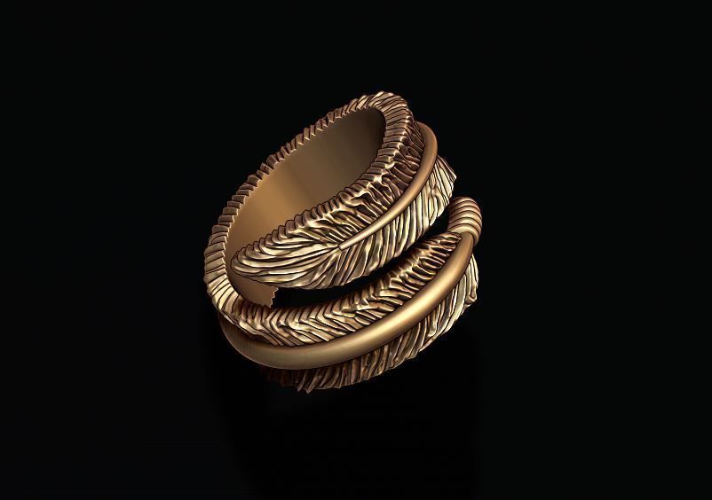 feather ring 3D print model_6