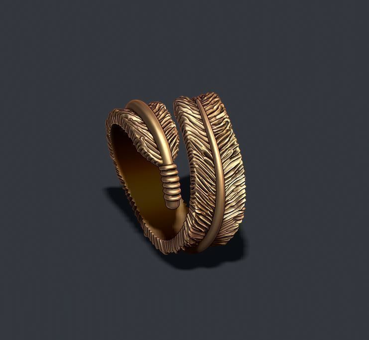 feather ring 3D print model_8