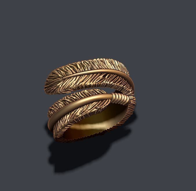 feather ring 3D print model_5