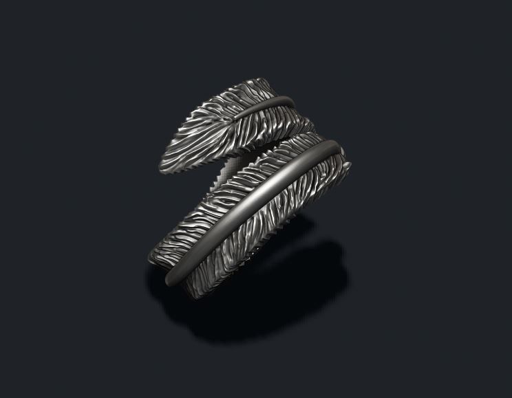 feather ring 3D print model_4