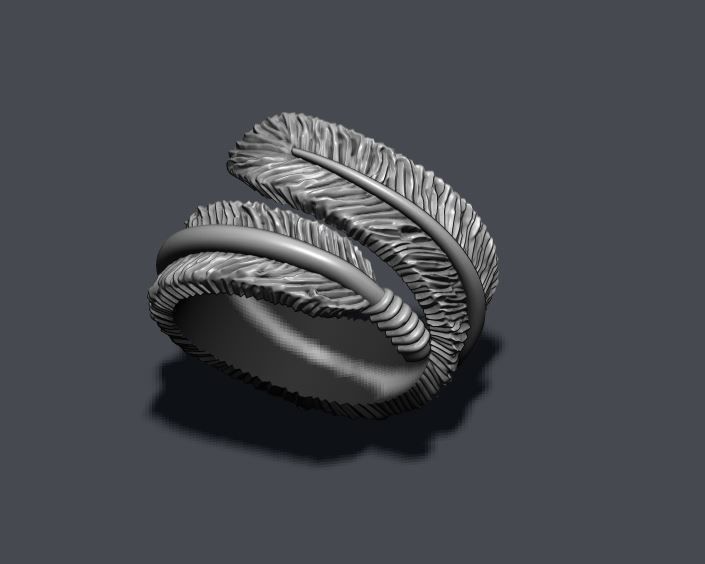 feather ring 3D print model_1