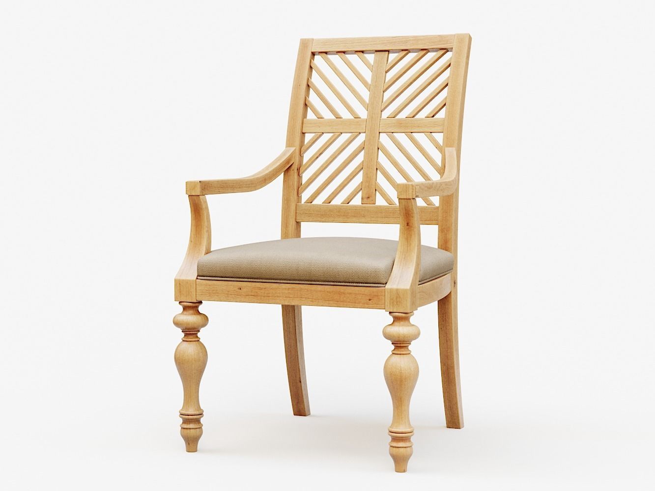 Pattern Back Arm Chair PBR 3D model_1