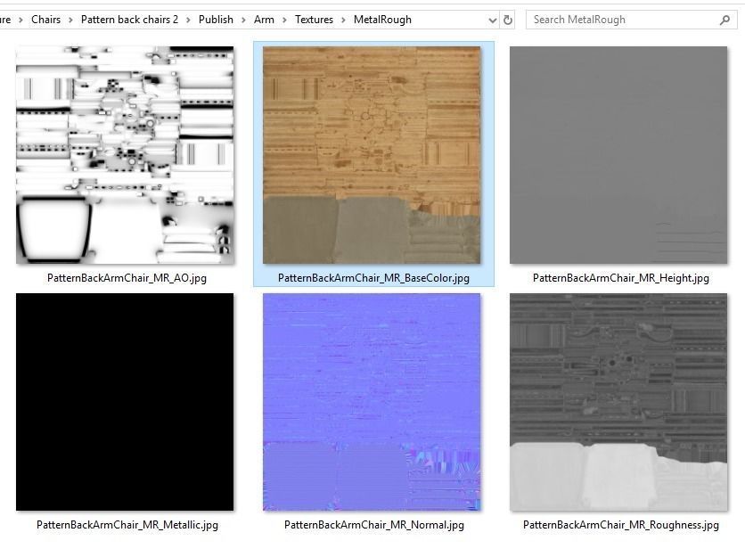 Pattern Back Arm Chair PBR 3D model_15