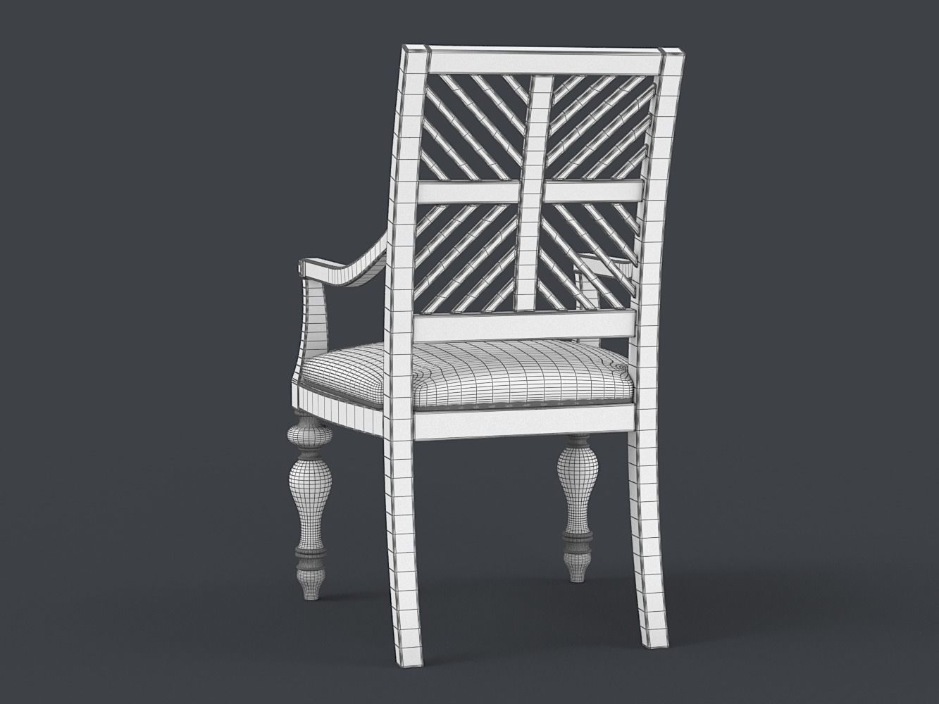Pattern Back Arm Chair PBR 3D model_9