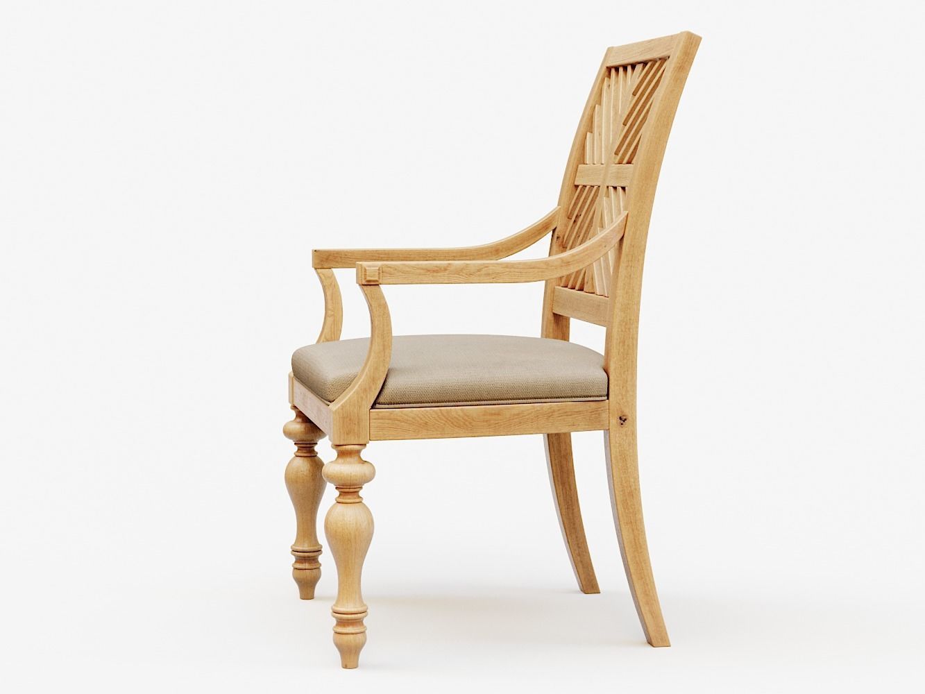 Pattern Back Arm Chair PBR 3D model_2