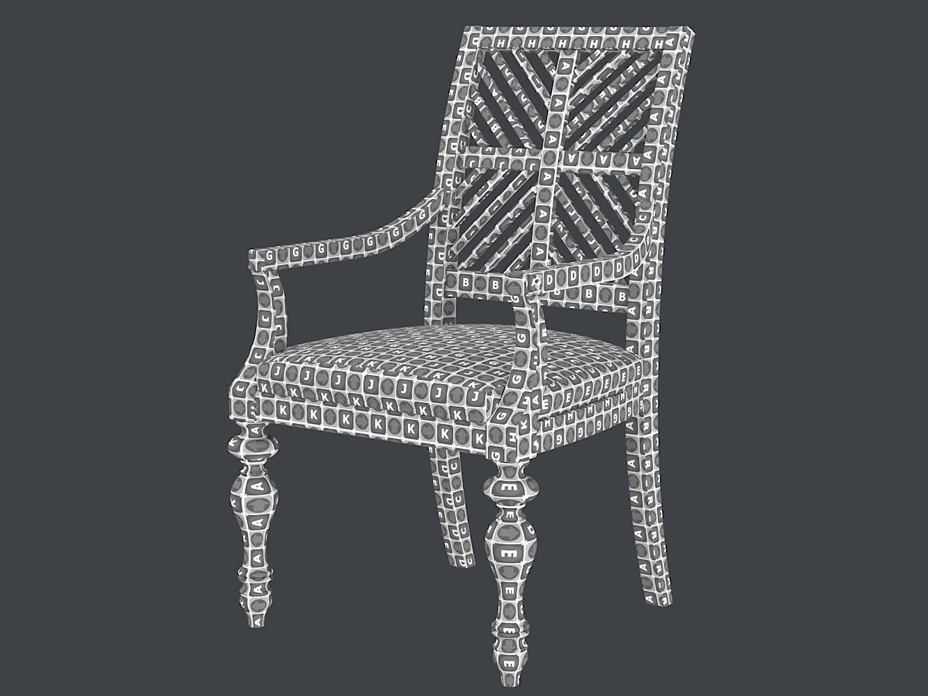 Pattern Back Arm Chair PBR 3D model_12