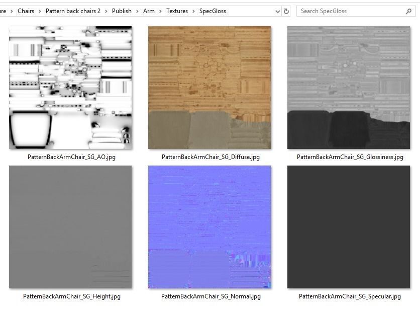 Pattern Back Arm Chair PBR 3D model_16
