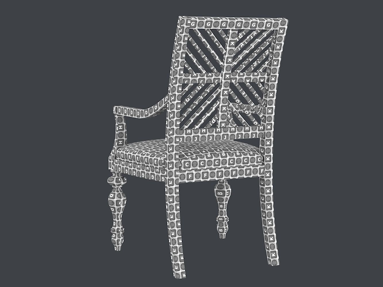 Pattern Back Arm Chair PBR 3D model_13