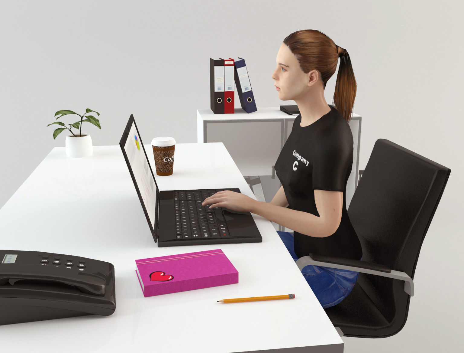 Office Scene 2 Low-poly 3D model_1