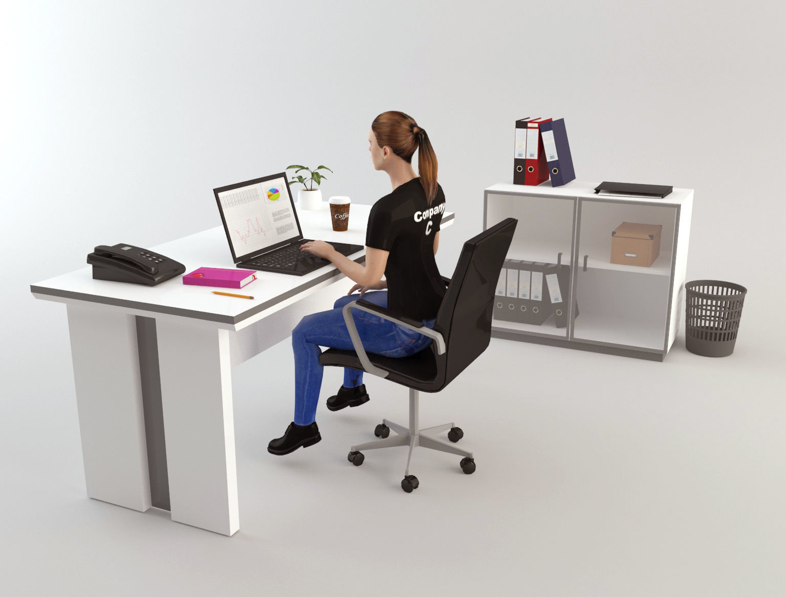 Office Scene 2 Low-poly 3D model_3