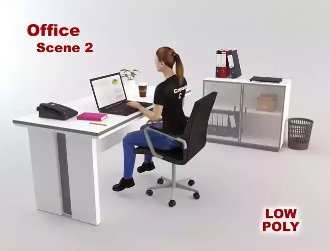 Office Scene 2 Low-poly 3D model