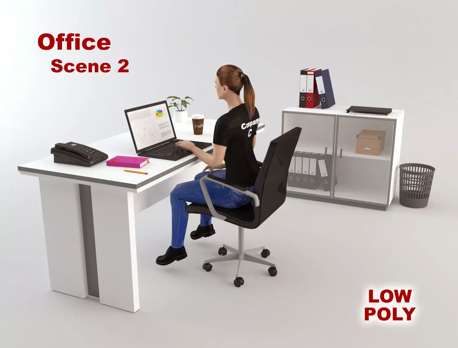 Office Scene 2 Low-poly 3D model_0