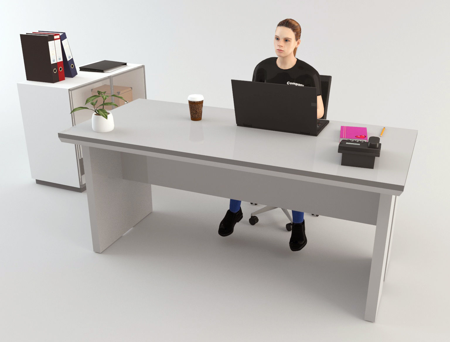 Office Scene 2 Low-poly 3D model_2