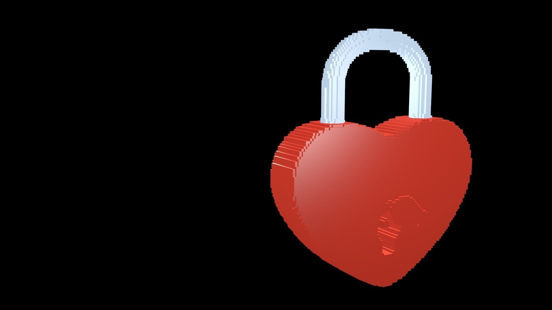Lock heart voxel 2 3D model_2