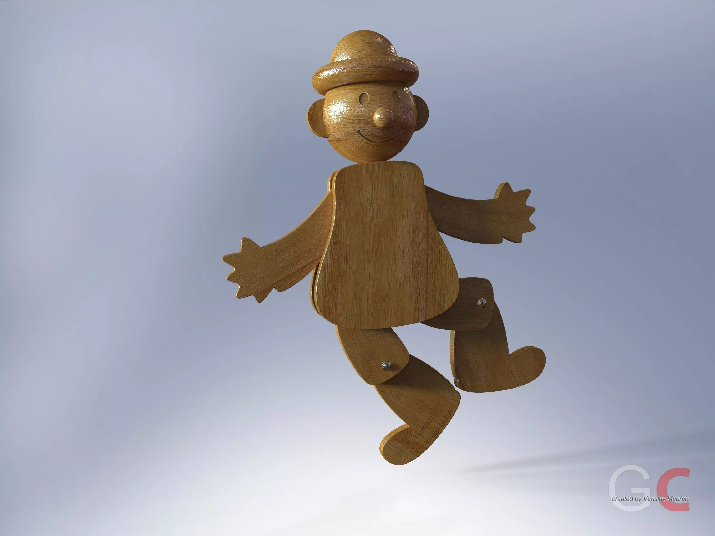 Wooden clown Free 3D model