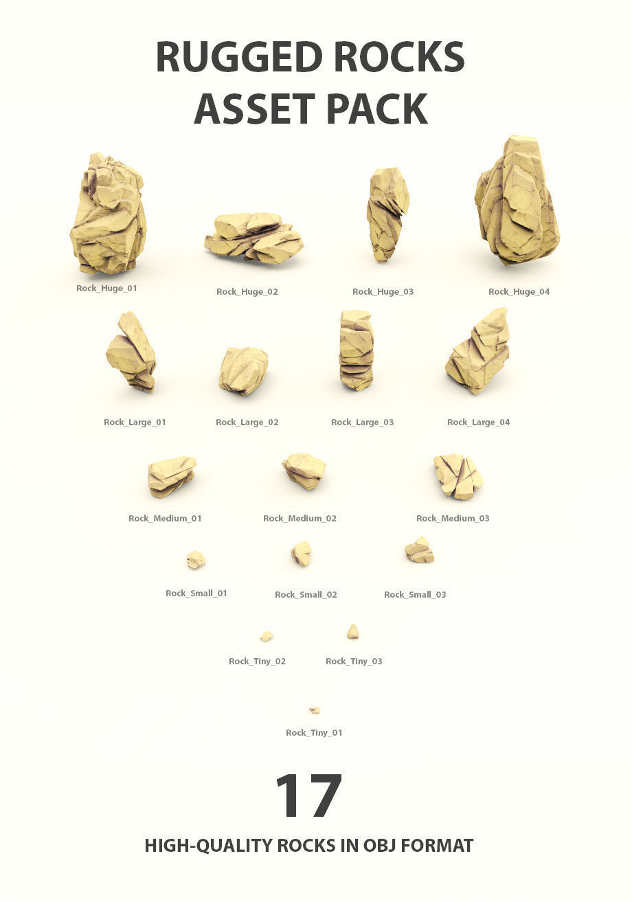 Rugged Rocks Asset Pack 3D model_1
