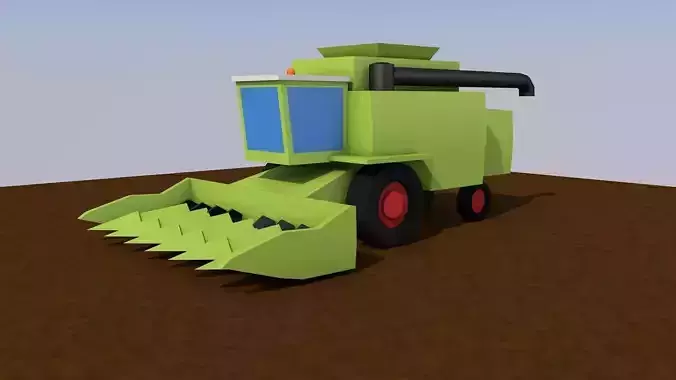 LowPoly 3D Harvester wheat and corn for GameEngine or 3D scene Low-poly 3D model