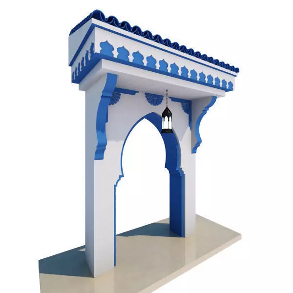 Traditional Moroccan Door Chefchaouen City 3D model_0