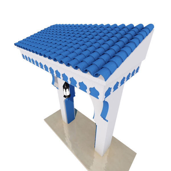 Traditional Moroccan Door Chefchaouen City 3D model_4