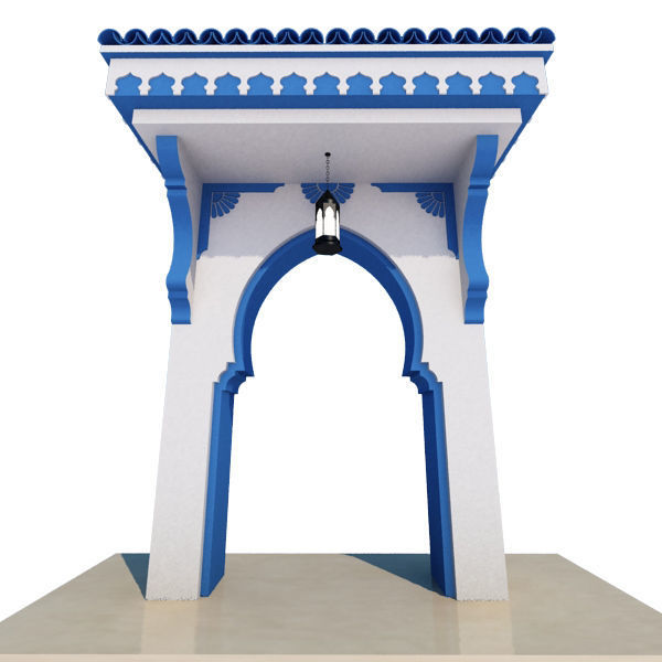 Traditional Moroccan Door Chefchaouen City 3D model_2