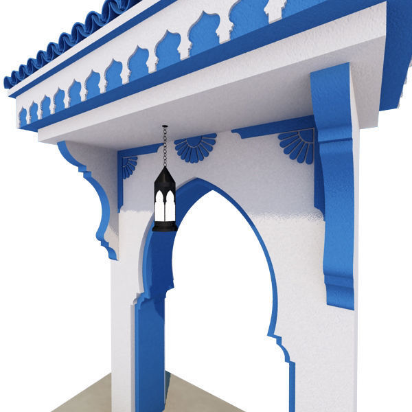 Traditional Moroccan Door Chefchaouen City 3D model_3