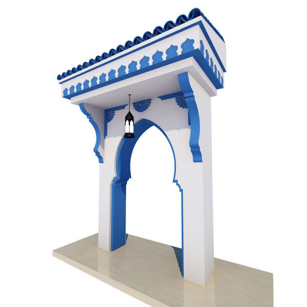 Traditional Moroccan Door Chefchaouen City 3D model_1