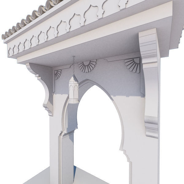 Traditional Moroccan Door Chefchaouen City 3D model_8