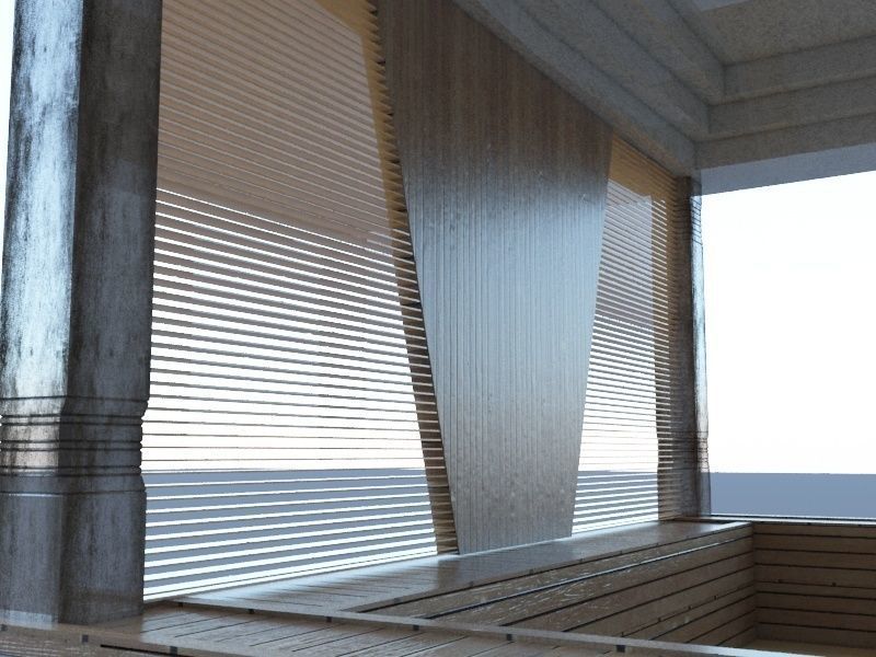 wooden pergola Low-poly 3D model_1