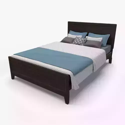 3D Queen Size Rustic Bed model