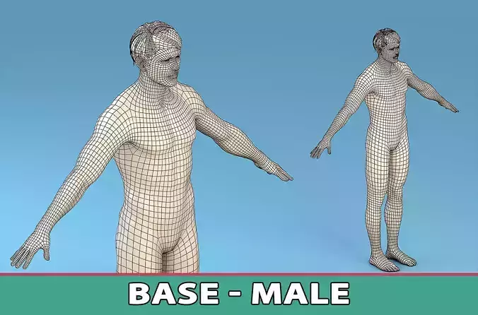 Low Poly Base Mesh Character Male
