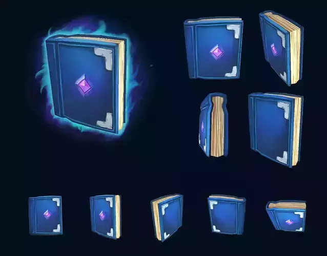 Spell book - blue Free low-poly 3D model