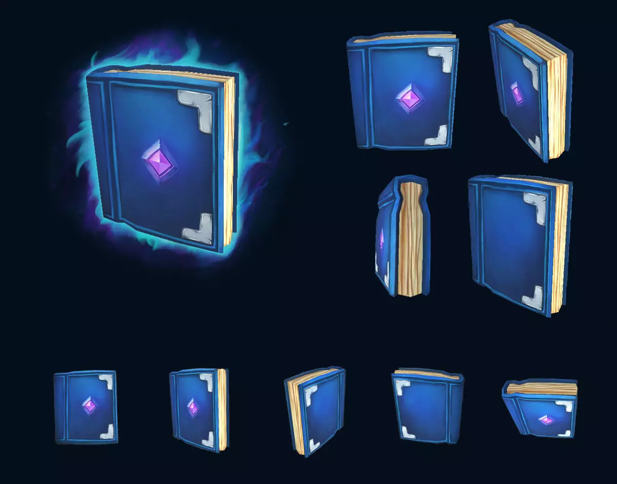 Spell book - blue Free low-poly 3D model_0