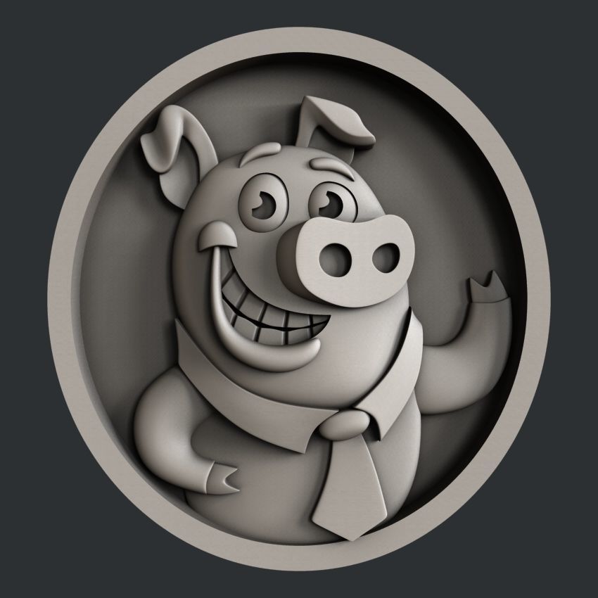 3d STL models for CNC set new year pig 3D model_3