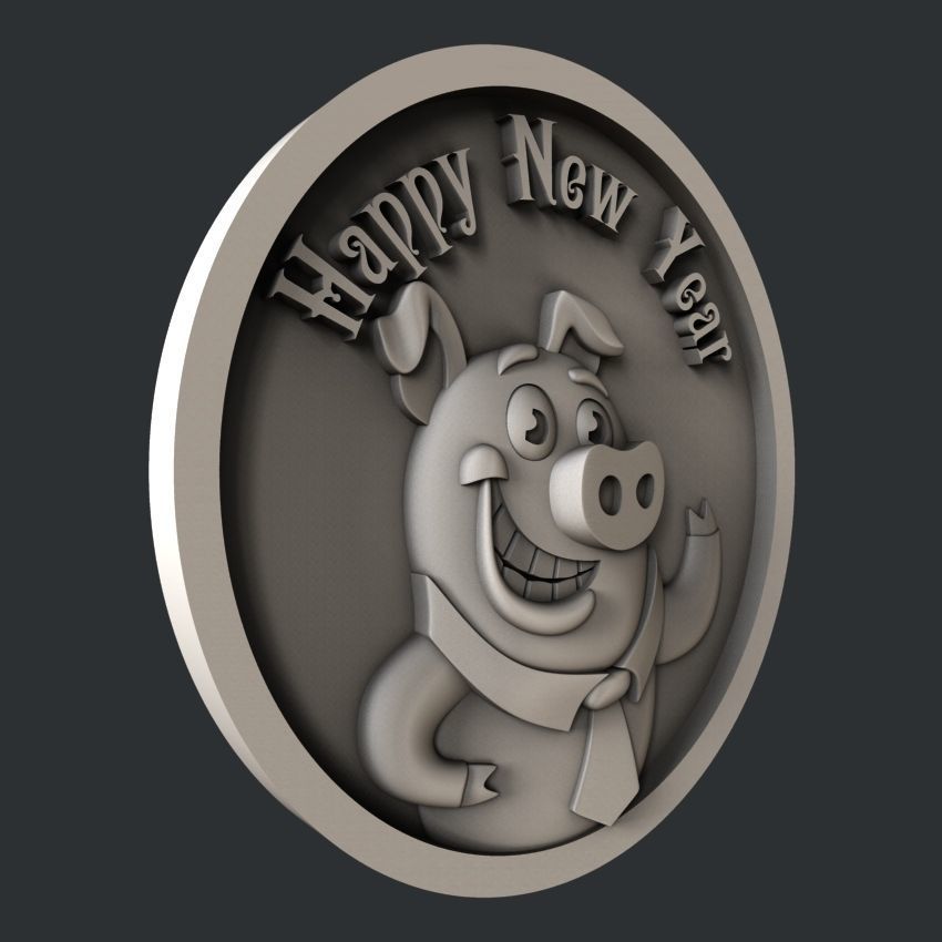 3d STL models for CNC set new year pig 3D model_8