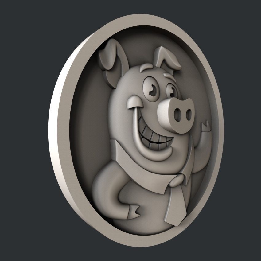 3d STL models for CNC set new year pig 3D model_4