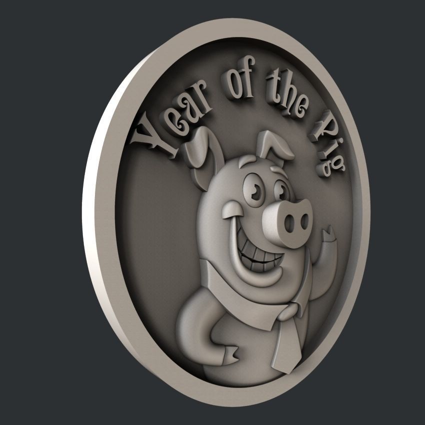3d STL models for CNC set new year pig 3D model_6