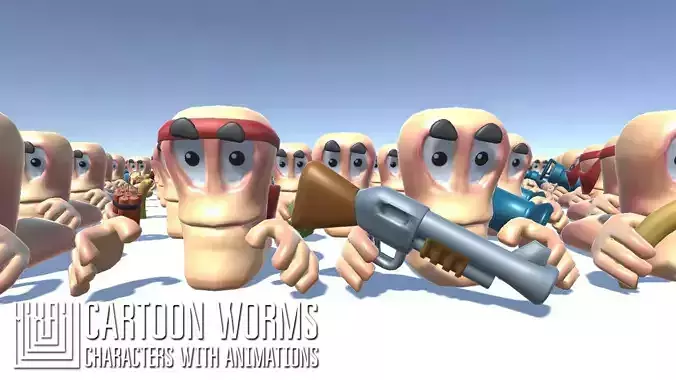 Cartoon worms - characters with animations