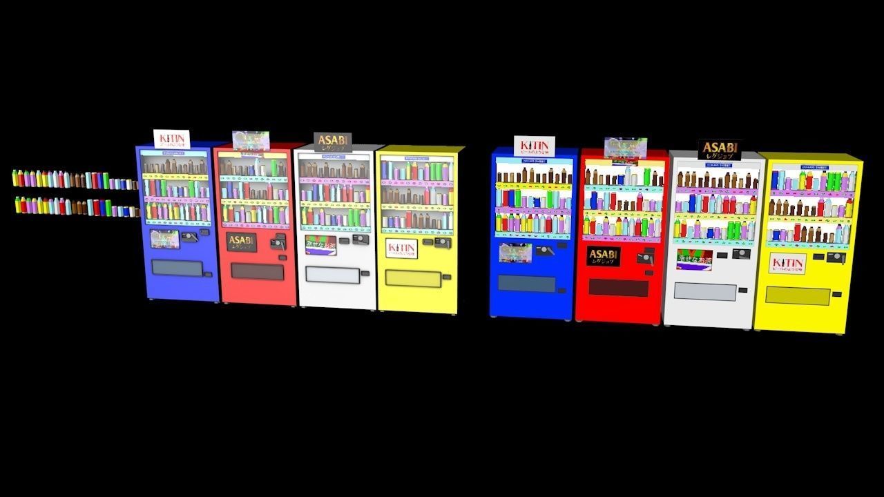 Japanese Vending Machines Low Poly Low-poly 3D model_3