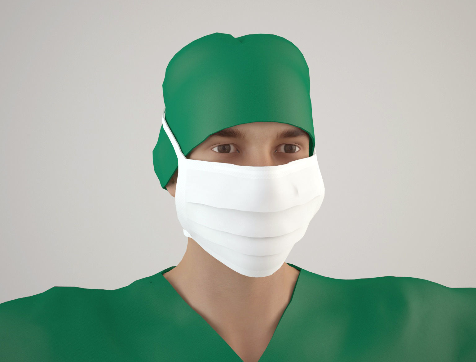 Nurse 1 surgeon wearing mask and scrubs 3D model_5