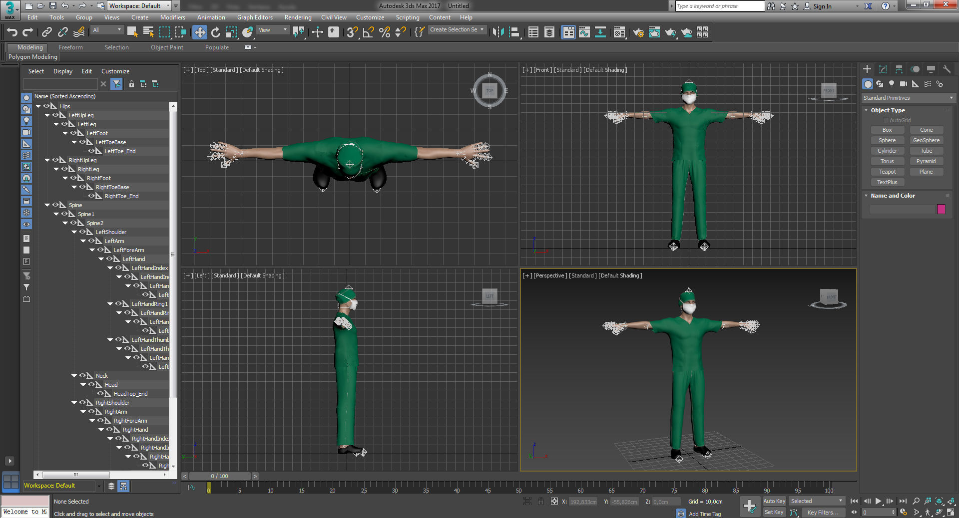 Nurse 1 surgeon wearing mask and scrubs 3D model_13