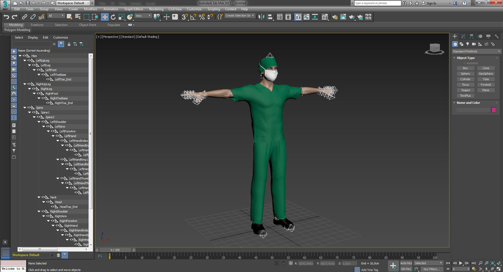Nurse 1 surgeon wearing mask and scrubs 3D model_12