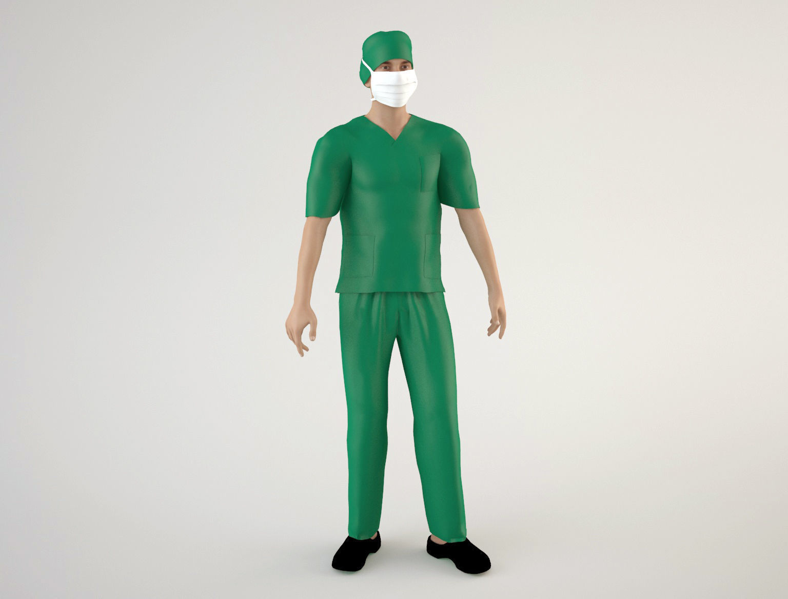 Nurse 1 surgeon wearing mask and scrubs 3D model_8