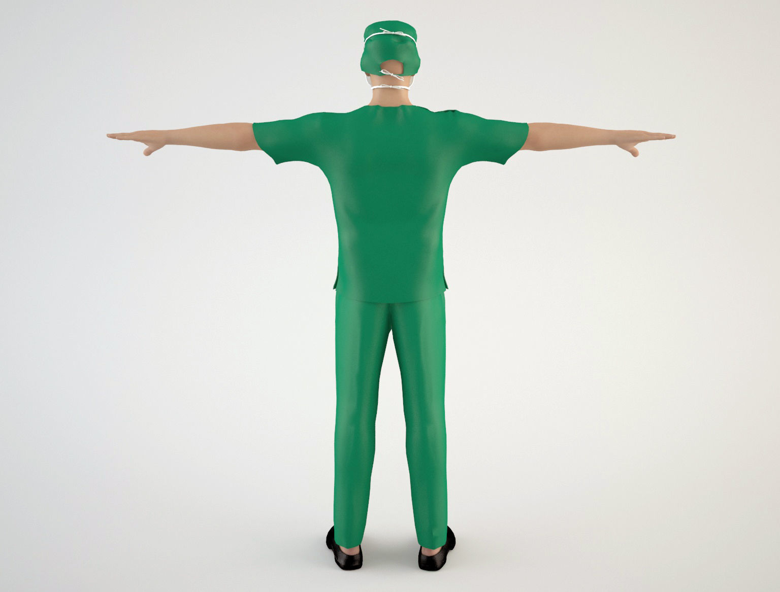 Nurse 1 surgeon wearing mask and scrubs 3D model_2