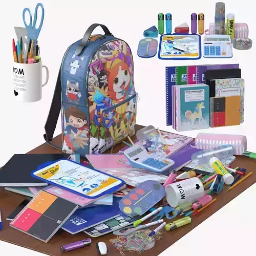 school supplies 3D model