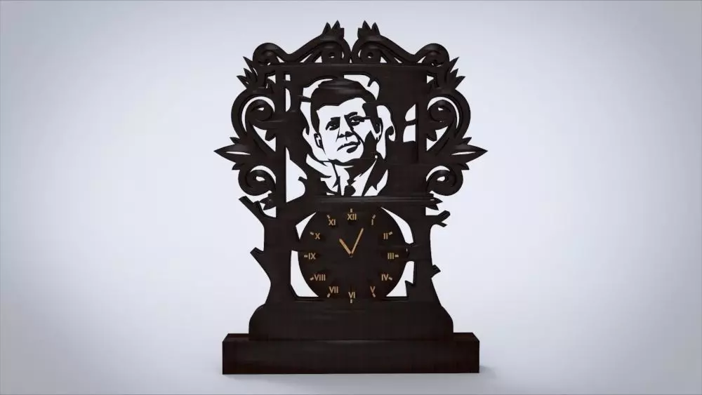 Decorative clock furniture with John F Kennedy motif design Low-poly 3D model