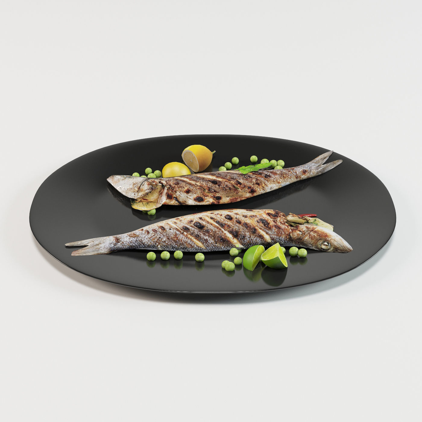 Grilled Whole Fish Low-poly 3D model_1
