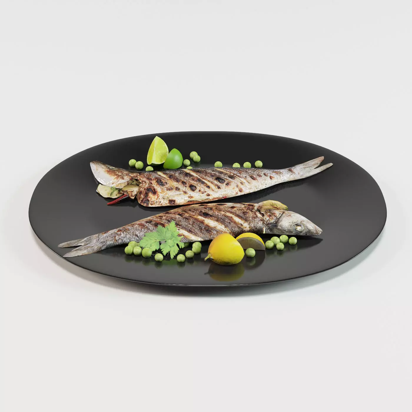 Grilled Whole Fish Low-poly 3D model_0