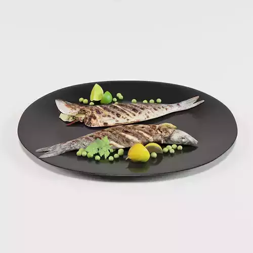 Grilled Whole Fish Low-poly 3D model