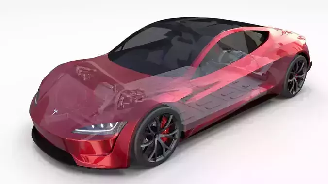 Tesla Roadster 2020 with interior and chassis