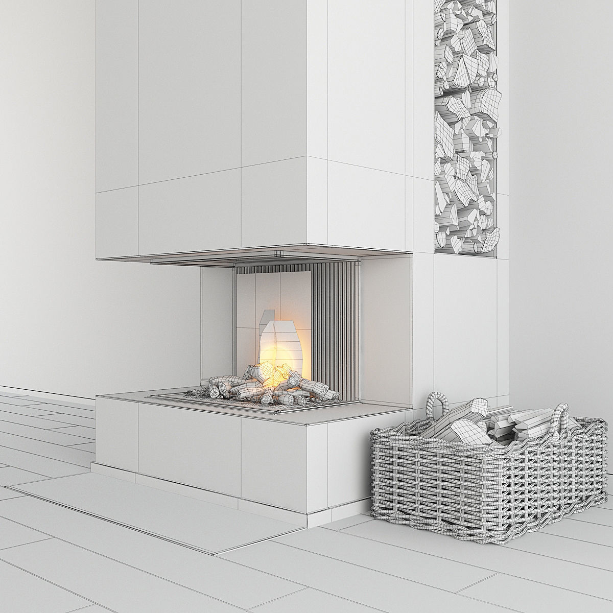 Fireplace and Firewood 32 3D model_8